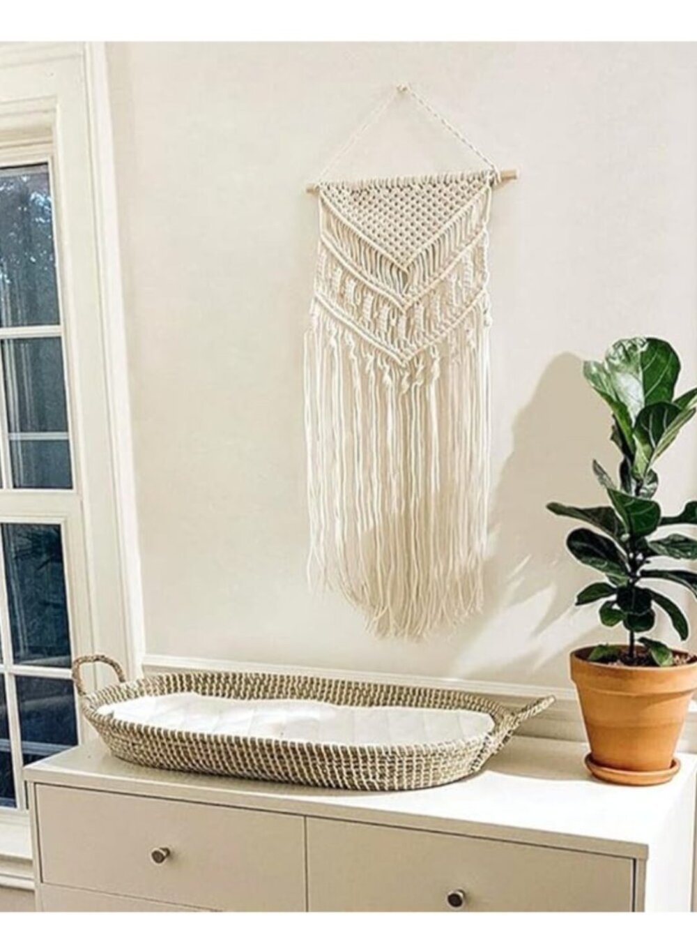 Macrame Wall Hanging Boho Woven Tapestry Geometric Decor for Bedroom Home